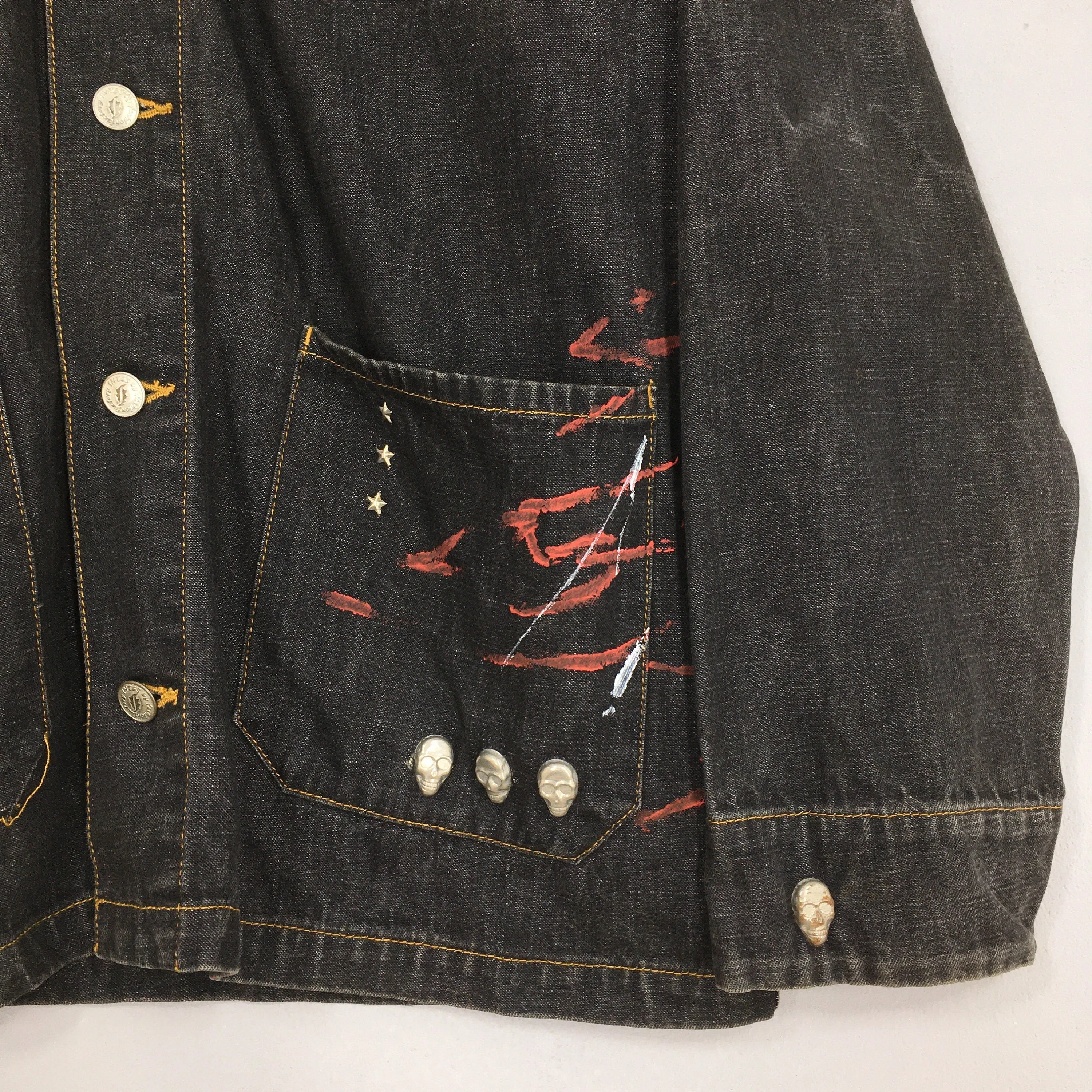 Denim Chore Workers Black Jacket Large
