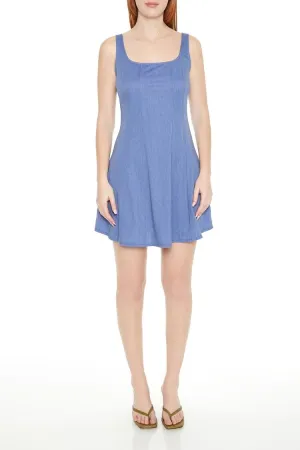 Denim Fit &amp; Flare Mini Dress