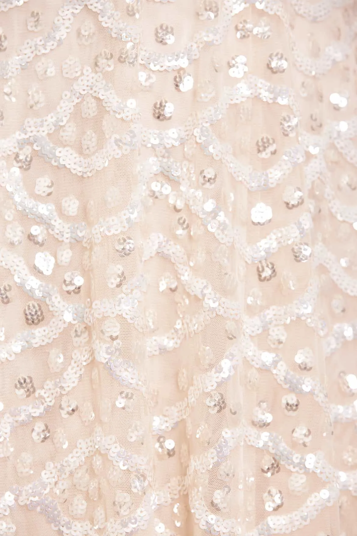 Flattering Silhouette Pastel-Tone Deco Dot Gloss Ankle Gown