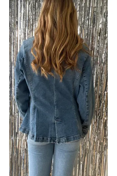 Denim One Button Jacket