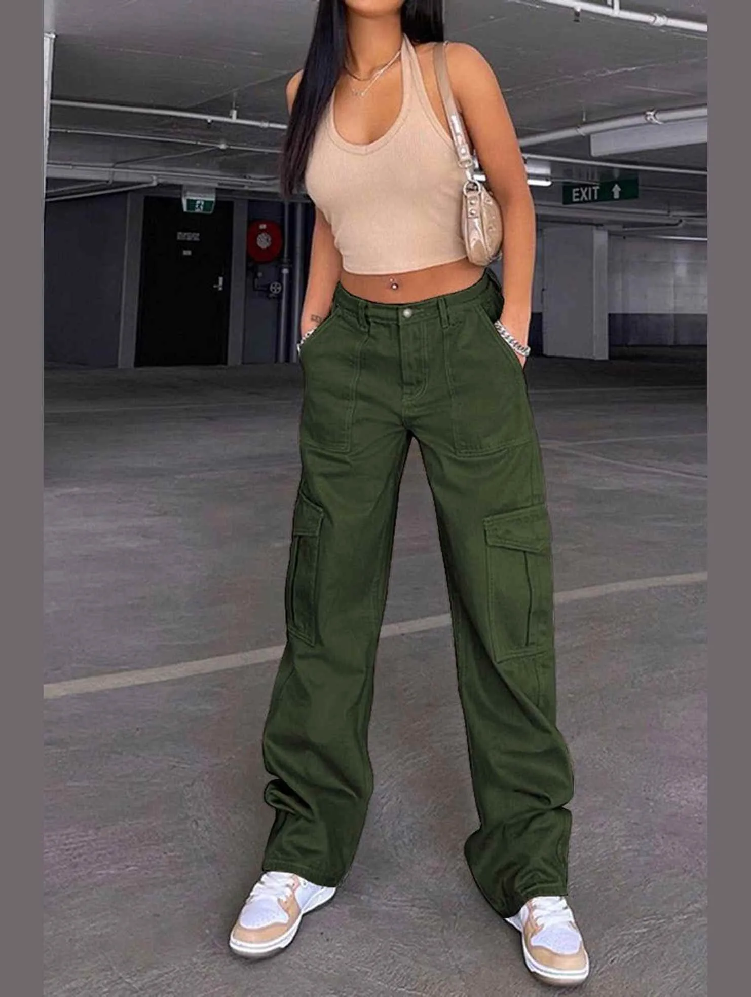 Casual Active Wear DENIM SEMI ELASTIC DESIGN CARGO PANTS_CWJP0180
