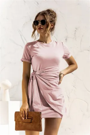 DESIGN SENSE LACE UP SHORT SLEEVED DRESS_CWDSD2628 Fashion Essential Eye Catching