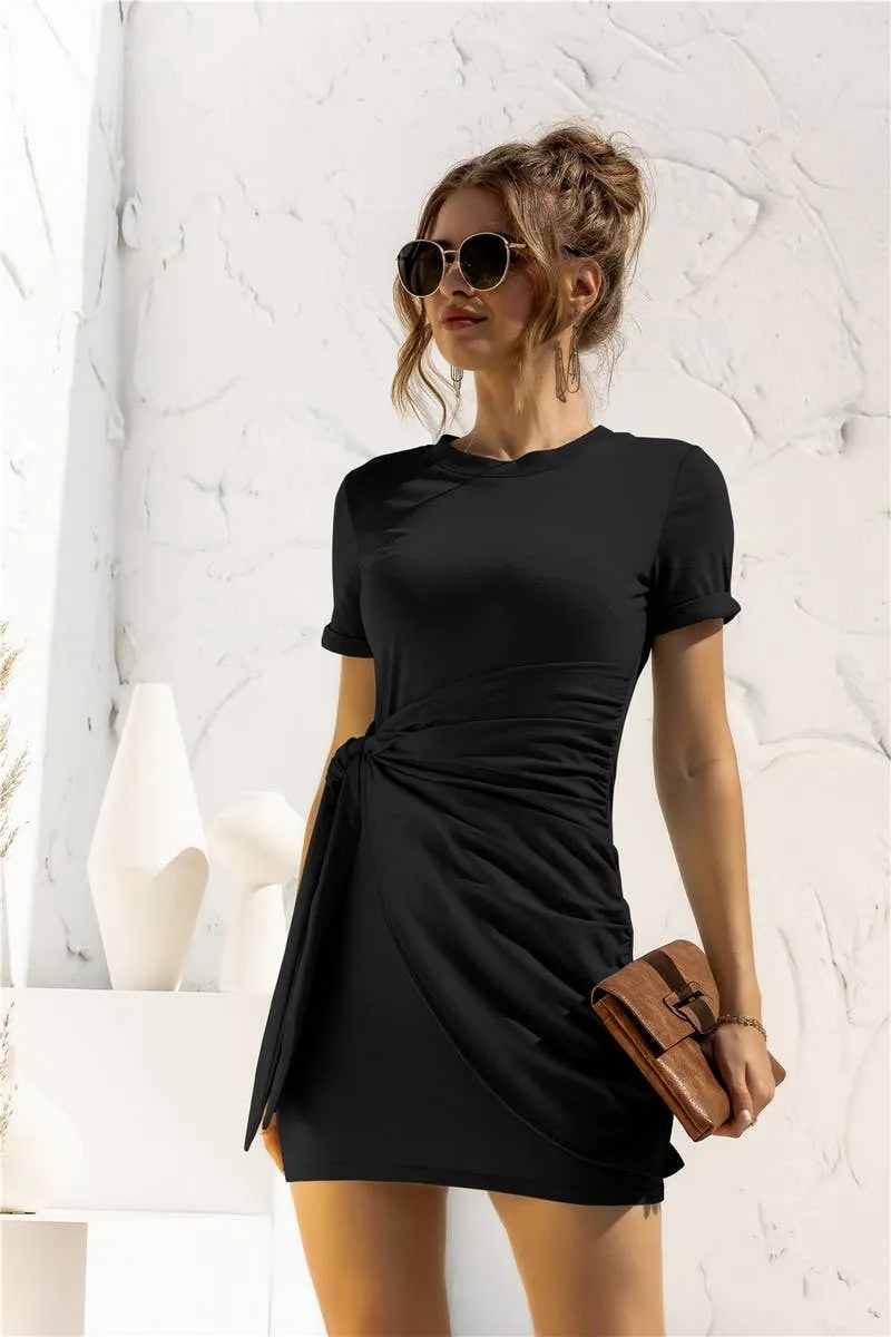 Skin Touch DESIGN SENSE LACE UP SHORT SLEEVED DRESS_CWDSD2628