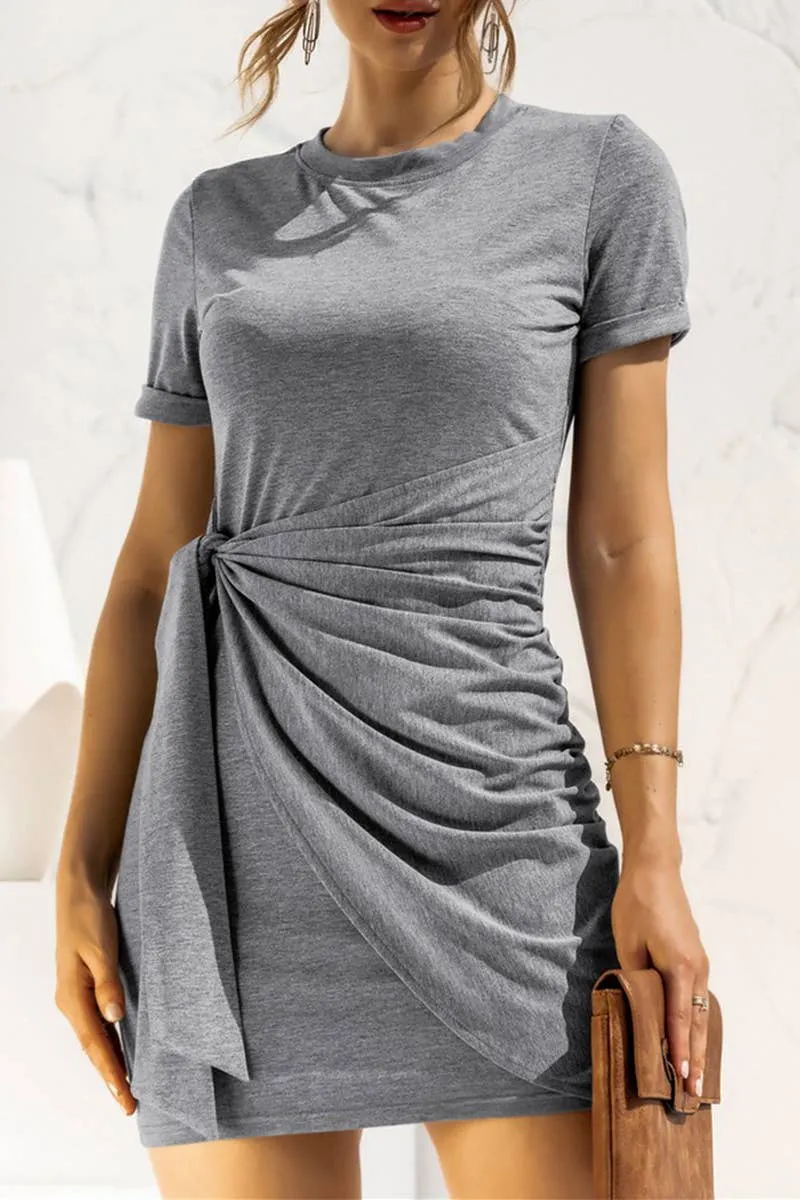 DESIGN SENSE LACE UP SHORT SLEEVED DRESS_CWDSD2628 Cozy Vibes Polished Fit