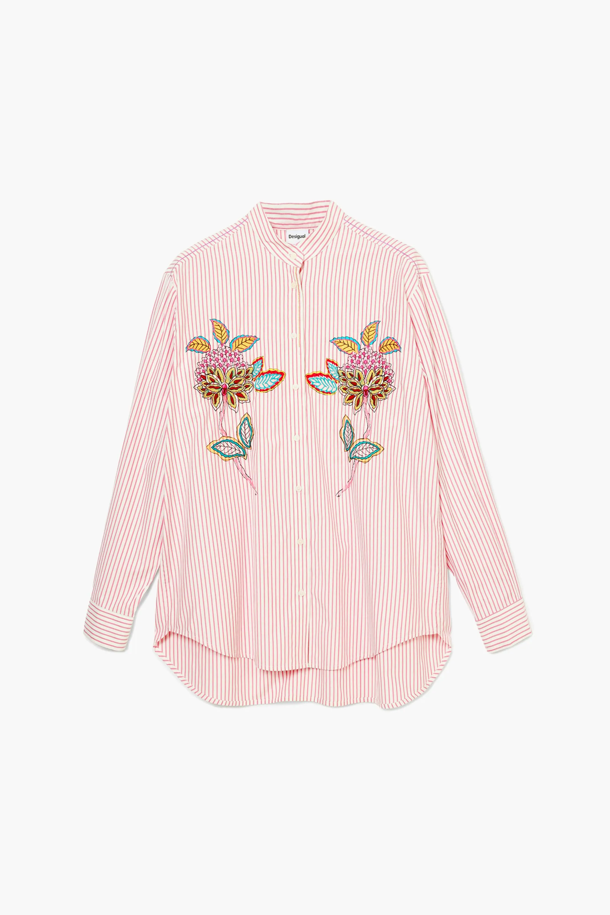 Desigual Nagano Pink Striped Shirt with Flowers 24WWCW40