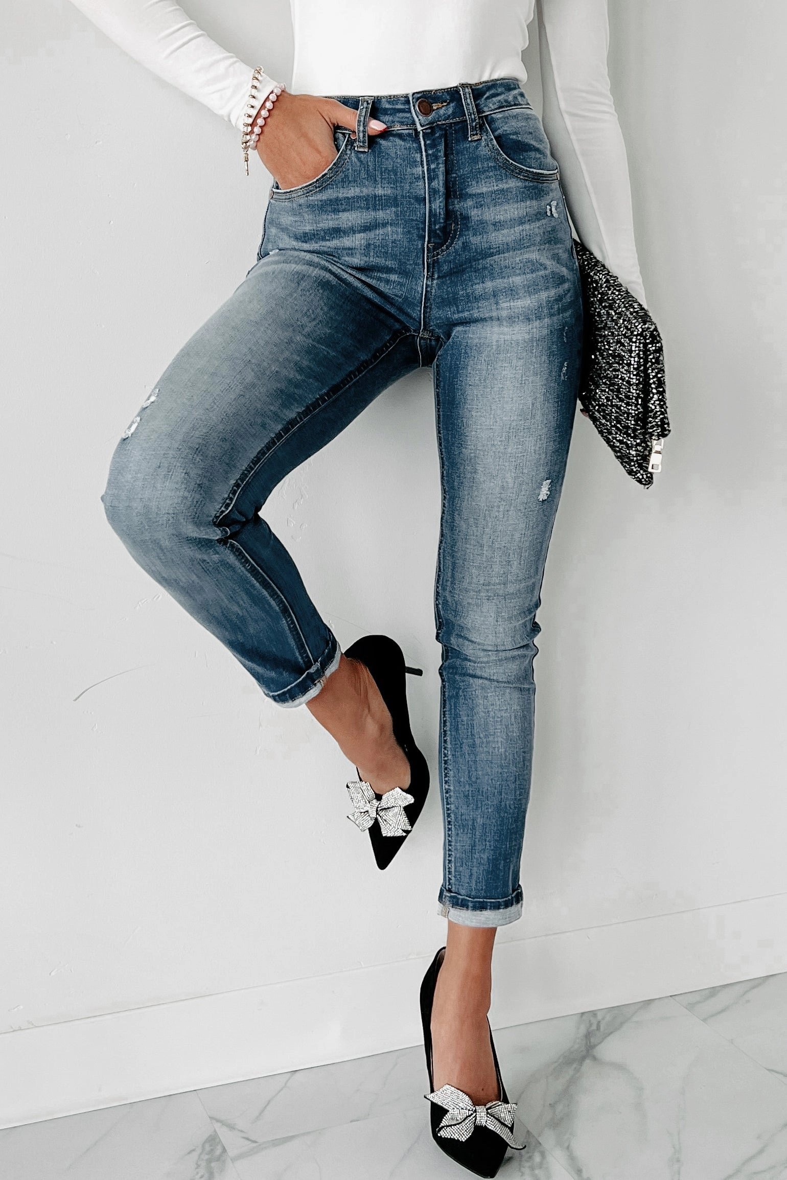 TearResistant Blends Dexter Mid-Rise Skinny Risen Jeans (Medium)