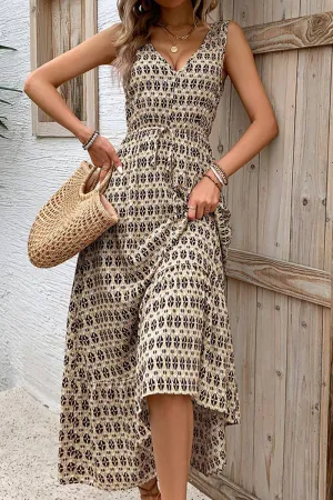 DIAMOND PRINT SLEEVELESS DRESS_CWDMD2135 Polite Tone
