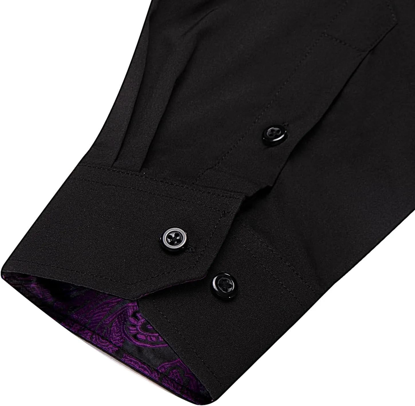 DiBanGu Black Mens Dress Shirts Long Sleeve Button Down Shirts Regular Fit Inner Contrast Business Formal Cotton Shirt S-3XL