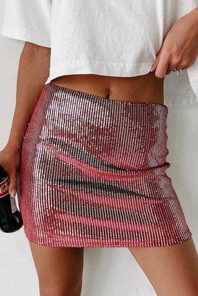 Disco's Not Dead Sequin Mini Skirt (Wine) Minimalist Styling AirflowVents