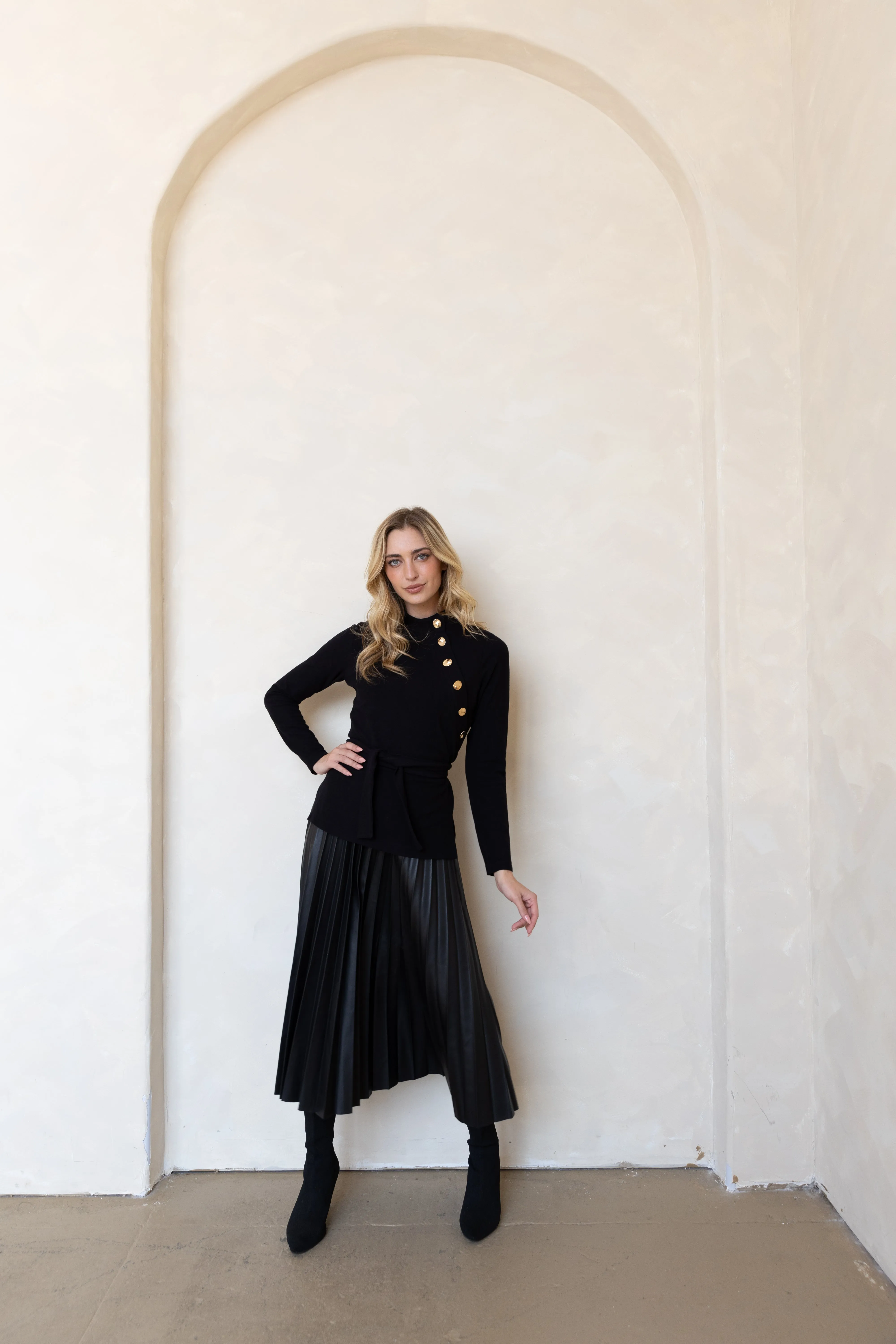 Anika Knit Leather Dress Walk Easy Easy Draping