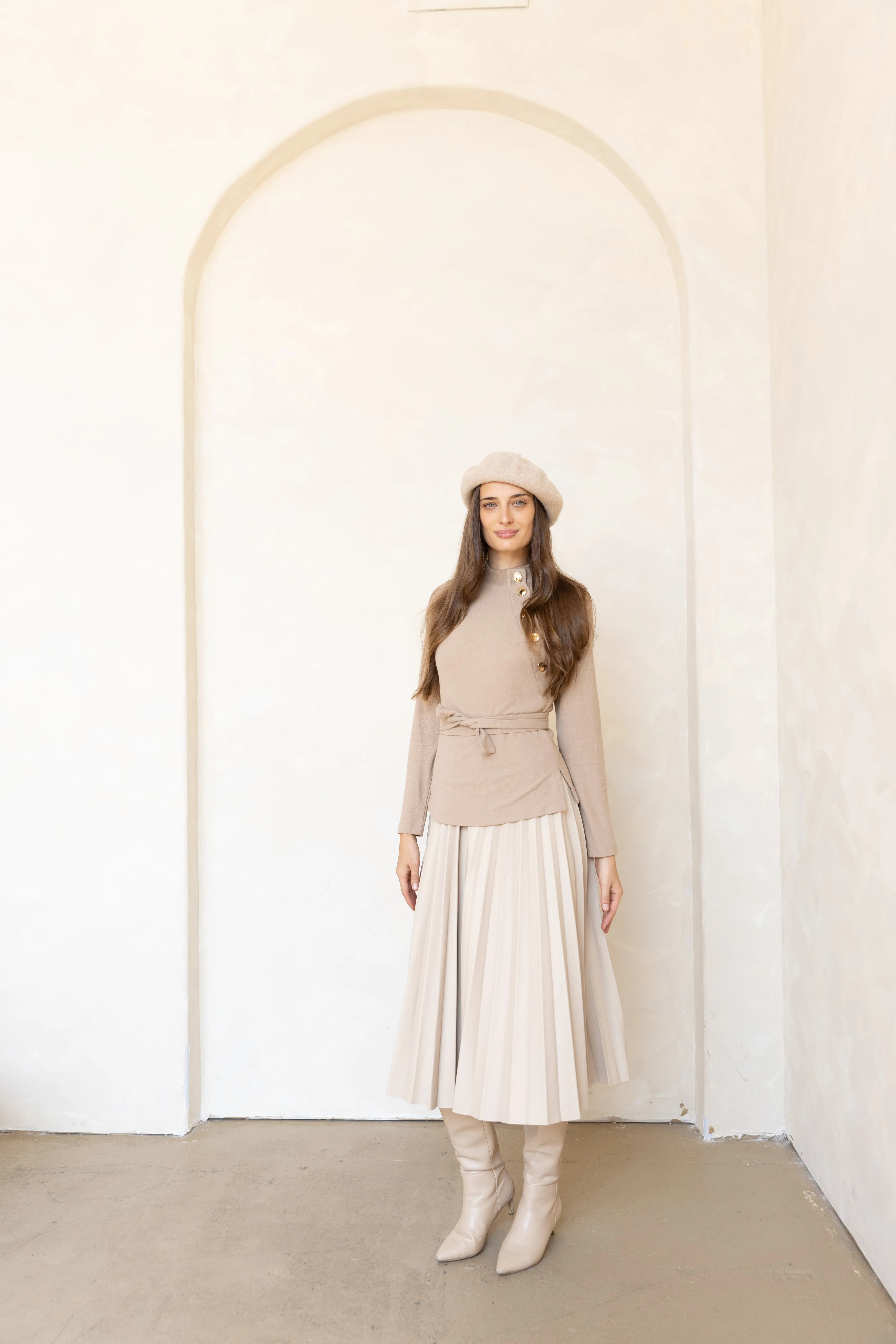 Wedding guest Anika Knit Leather Dress