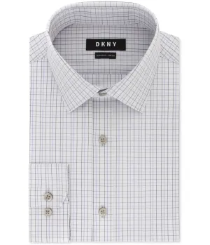 Dkny Mens Checked Button Up Dress Shirt, TW1