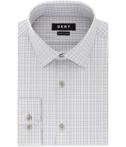 Dkny Mens Checked Button Up Dress Shirt, TW1