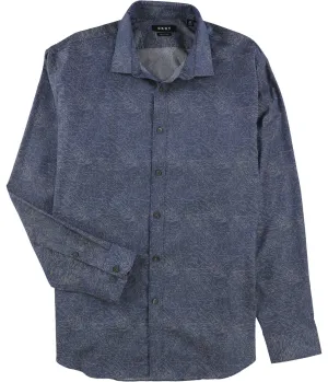 Dkny Mens Slim Fit Stretch Print Button Up Dress Shirt