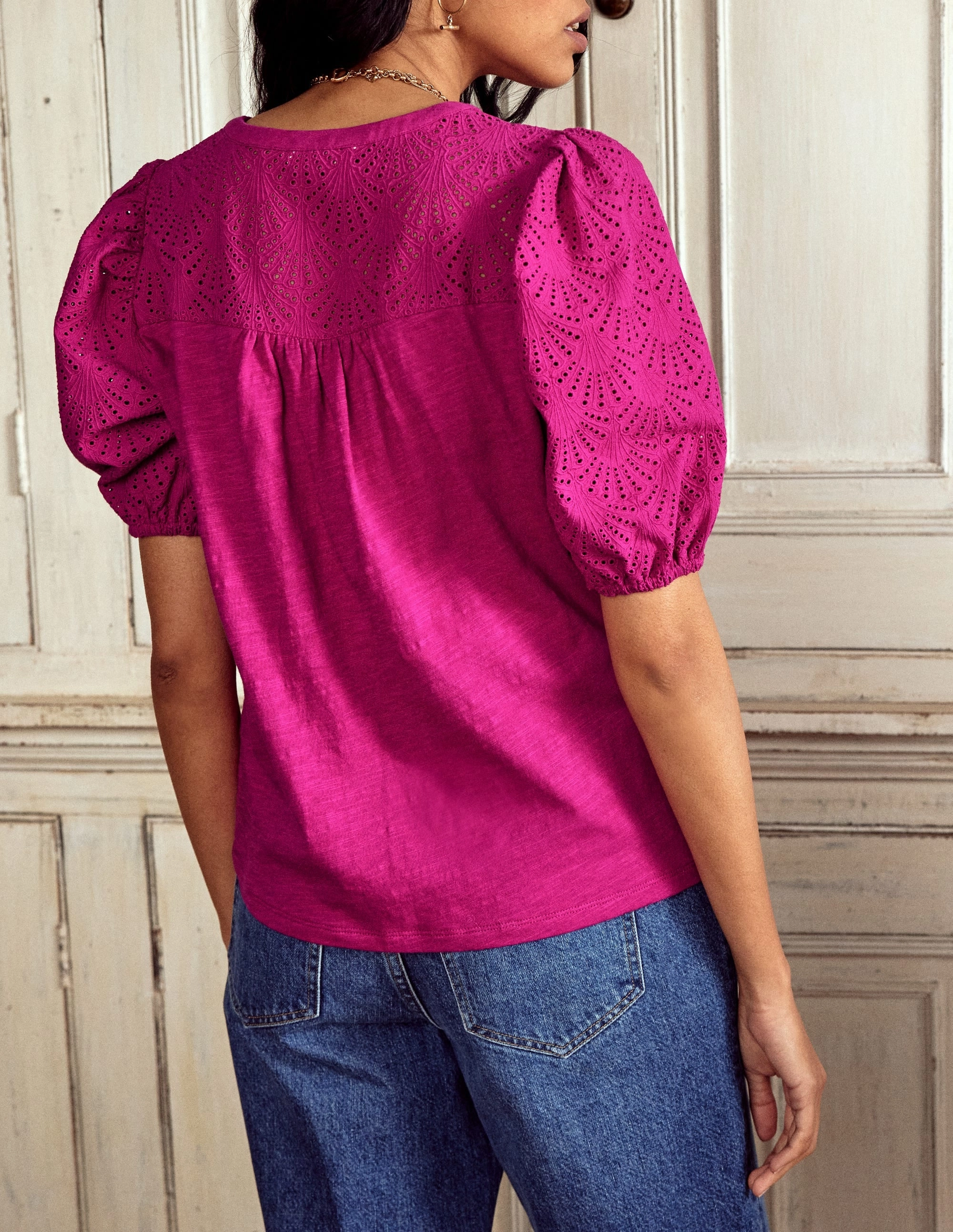 Dolly Broderie Top-Fuchsia Double Layered Fabric UniversalFit