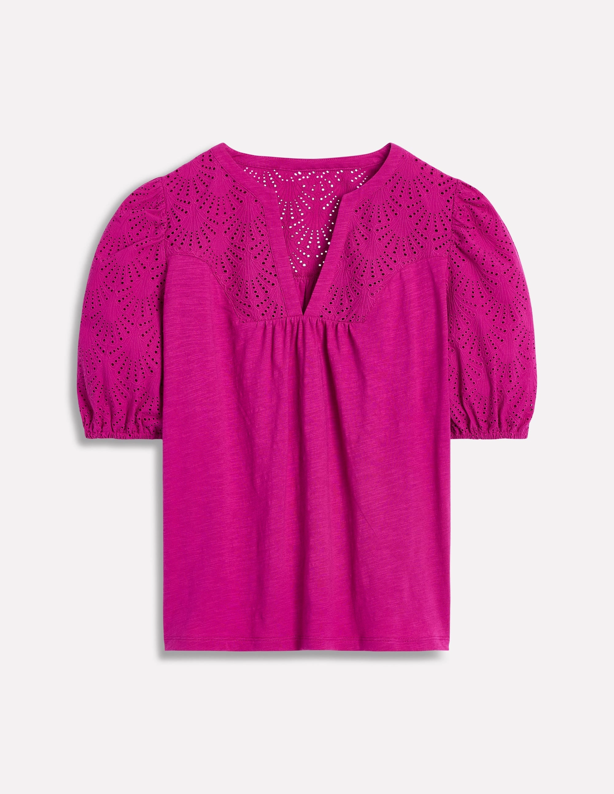 Dolly Broderie Top-Fuchsia Cool and Breezy Yarn Dyed Fabric