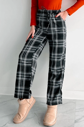DOORBUSTER I Overslept Plaid Pajama Pants (Black) Full Comfort Comfort Layer Wear