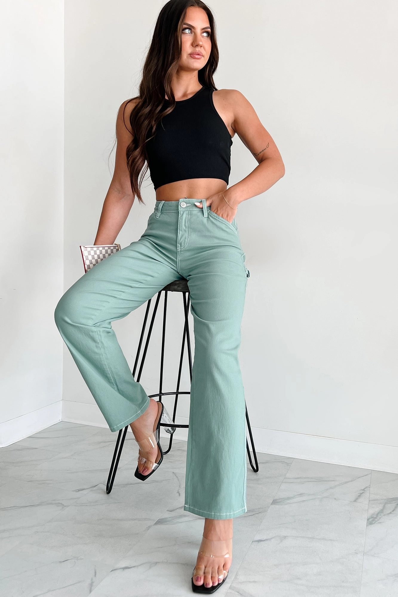 DOORBUSTER Lark High Rise Straight Leg Carpenter Jeans (Jasmin) LightweightWeave