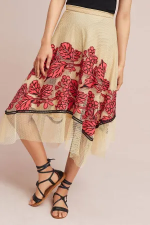 Dorset Skirt - Floral Netted Skirt - Red/Blue Light Edge