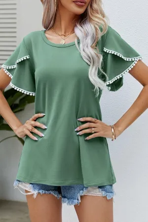 Printed top DOUBLE LAYERED SHORT SLEEVE CASUAL TOP