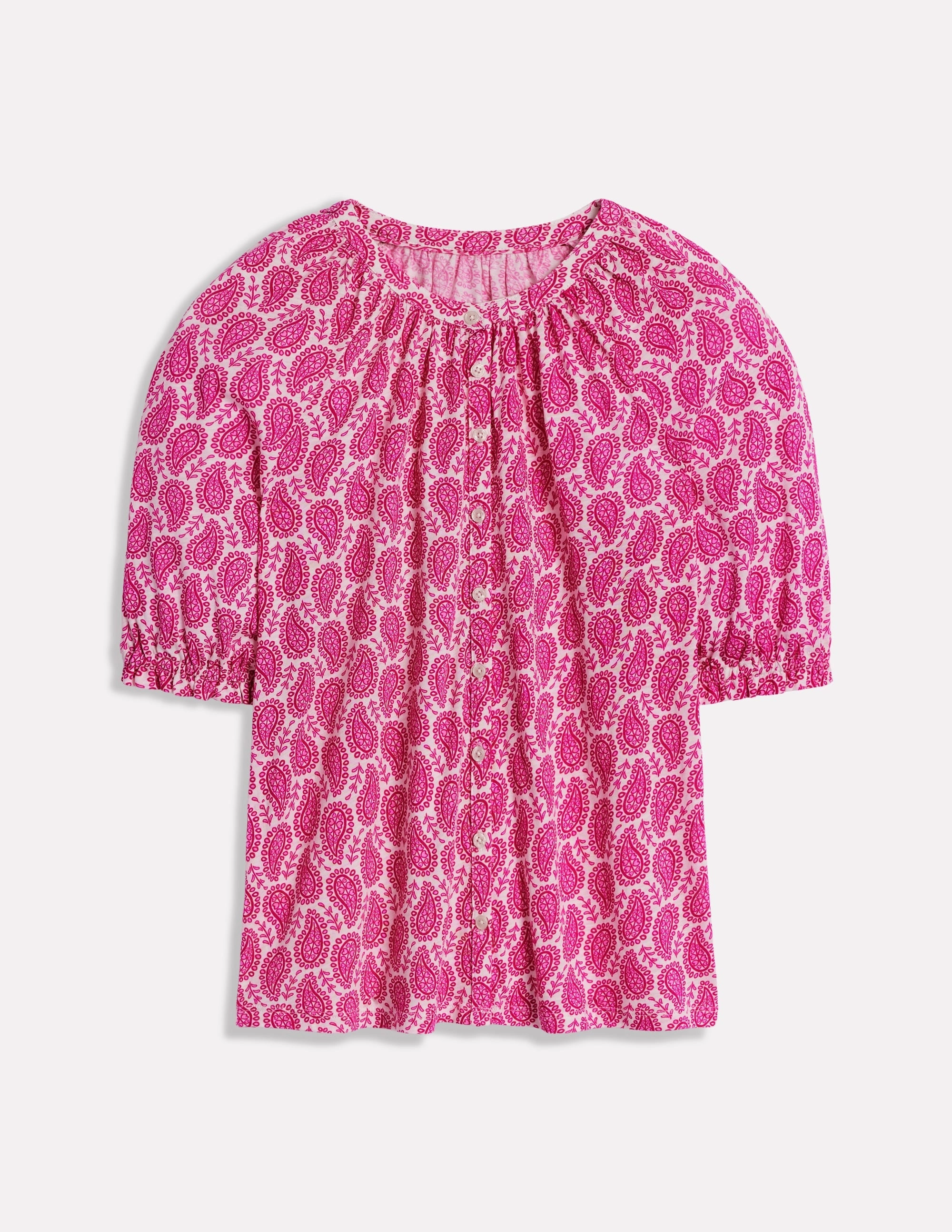 Isla Jersey Shirt-Cosmos Pink, Paisley Heart EasyCareMaterial