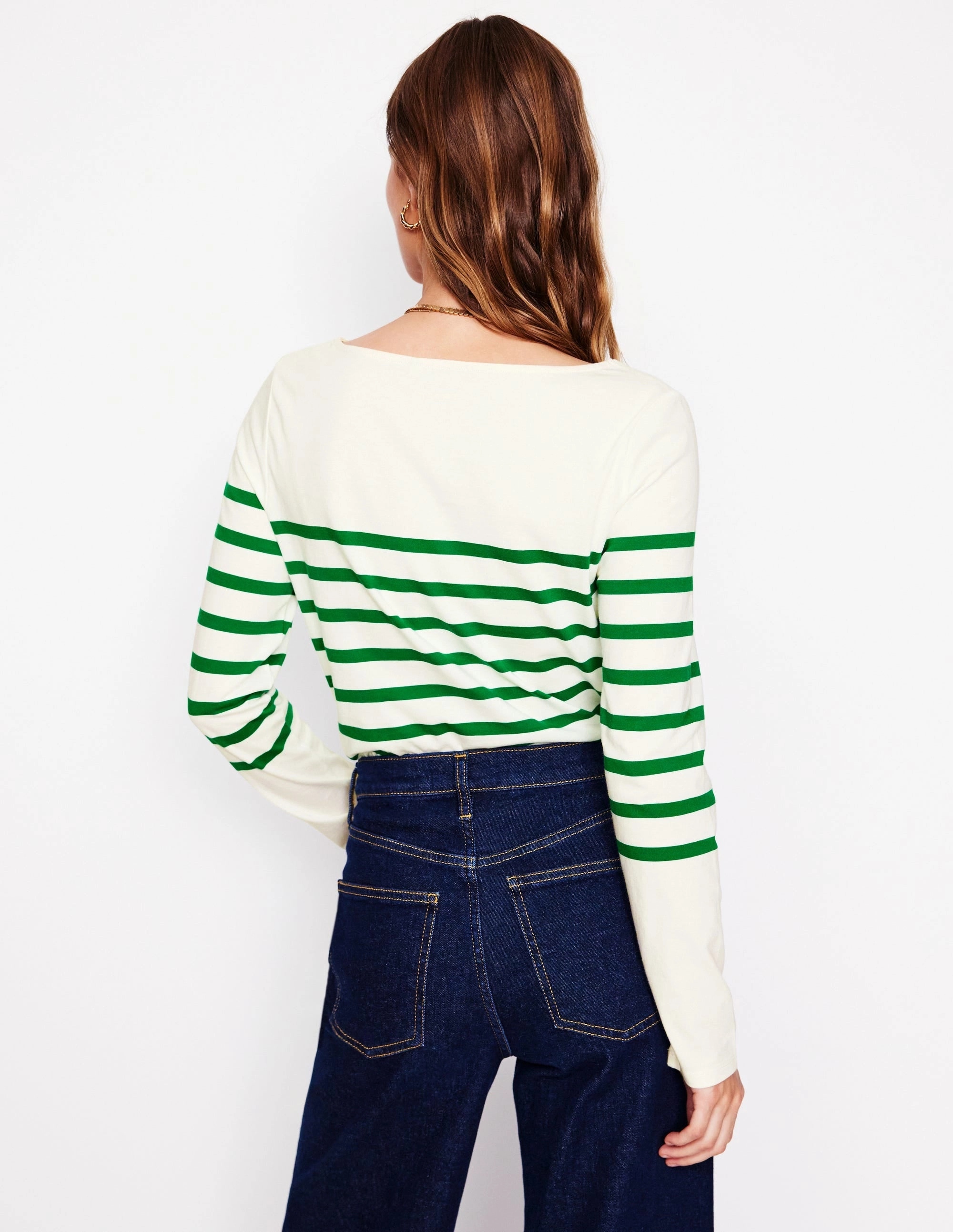 Ella Long Sleeve Breton-Ivory, Rich Emerald Quick Release Fastener