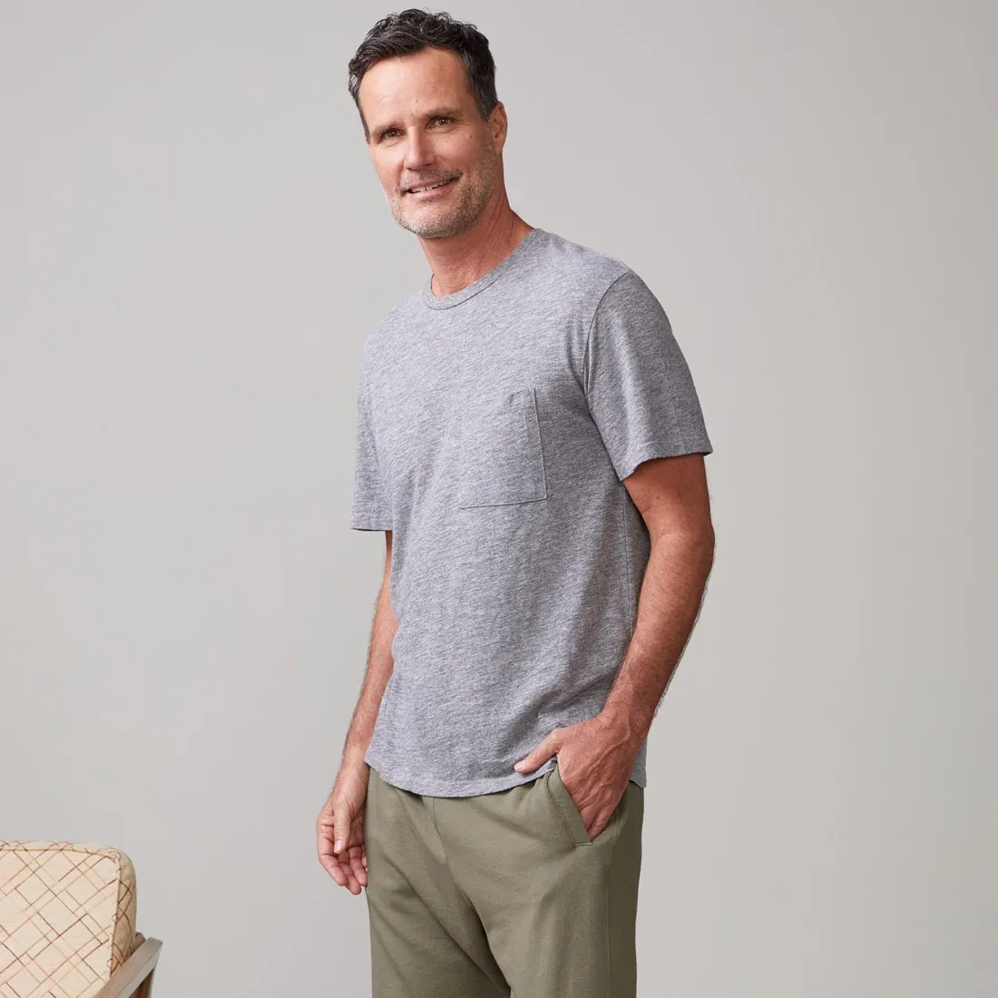 Textured Tri-Blend Relaxed Pocket Crew MultiPanel Design