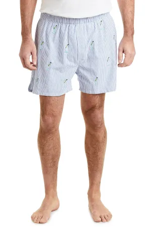 DurablePolyester Barefoot Boxer Blue Oxford Stripe with Martini