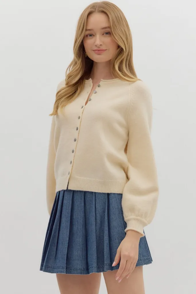 Coraline Soft Cardigan Sweater in Cream HighStrength Threadwork