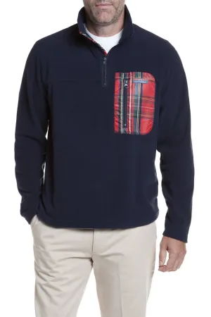 NonFadeFinish Tidal Fleece Quarterzip Pullover Nantucket Navy with Royal Stewart Trim