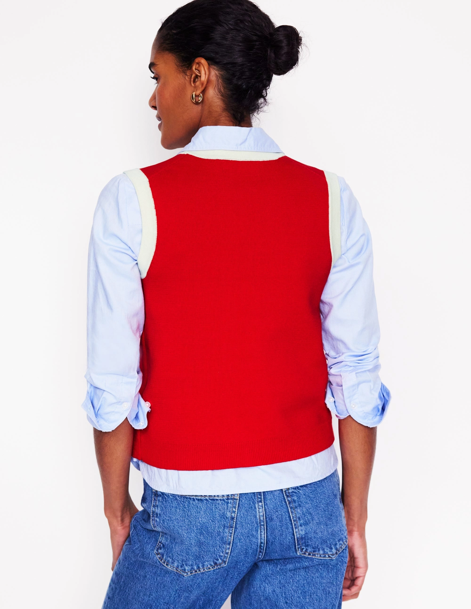 Holly Knitted Waistcoat-Poppy Red Cool Layer