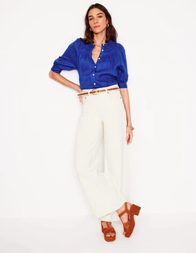 Bea Linen Top-Bright Blue WaterResistant