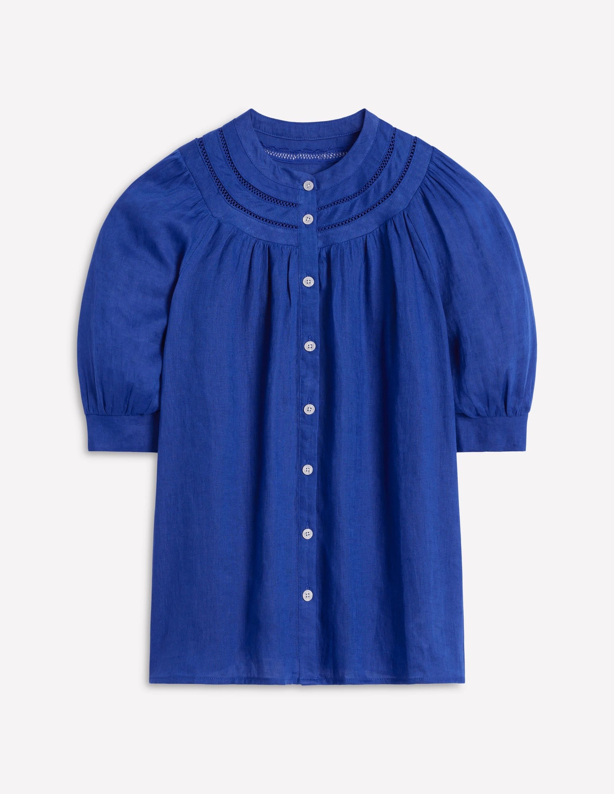 Bea Linen Top-Bright Blue Antimicrobial Finish