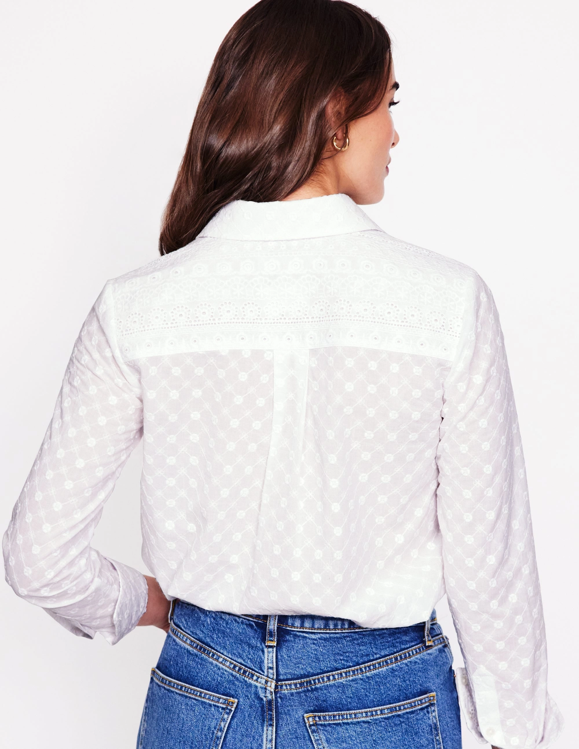 Sienna Fabric Interest Shirt-White UltraSoft Blend Durable Chainstitch