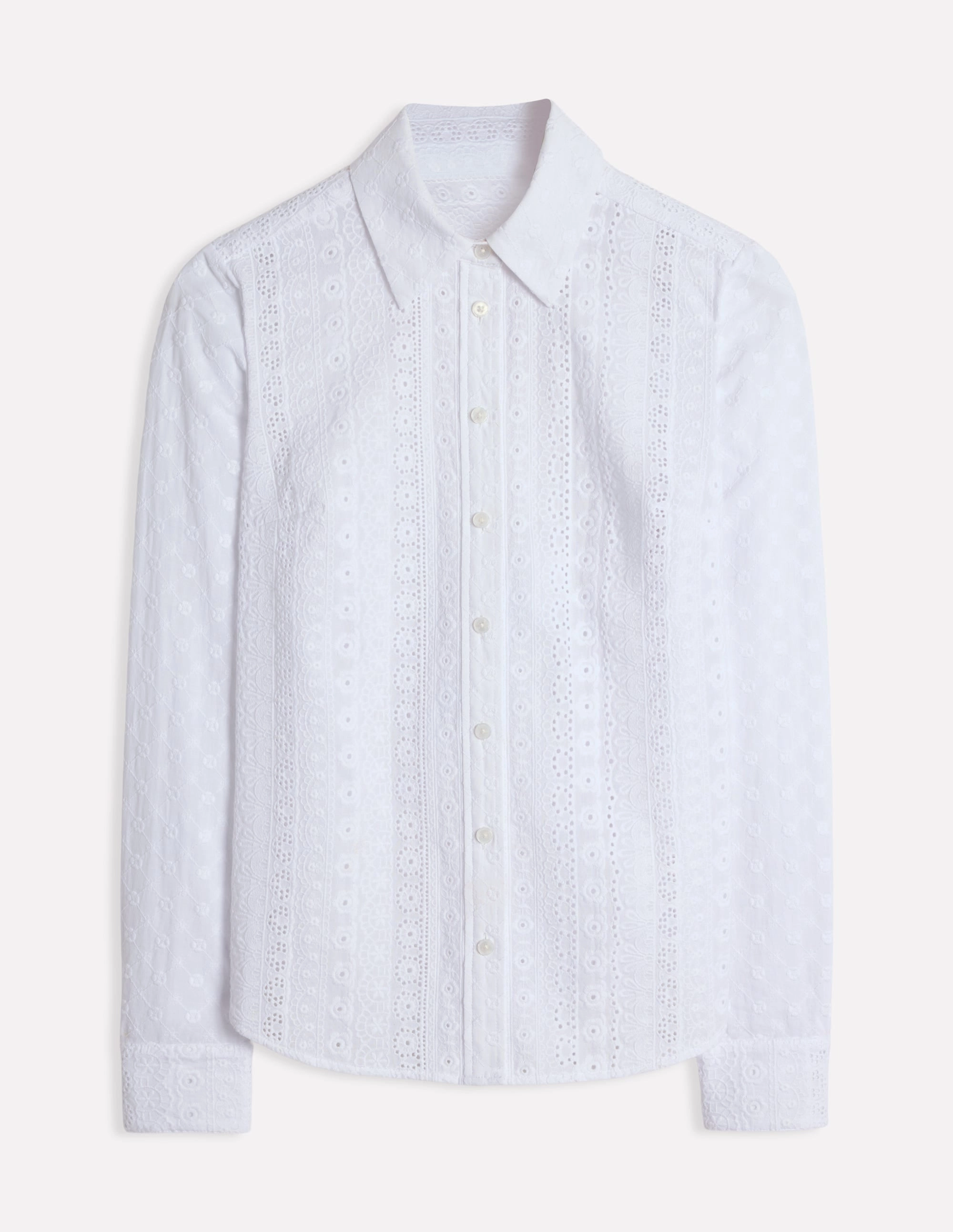 DoubleStitched Hem Sienna Fabric Interest Shirt-White
