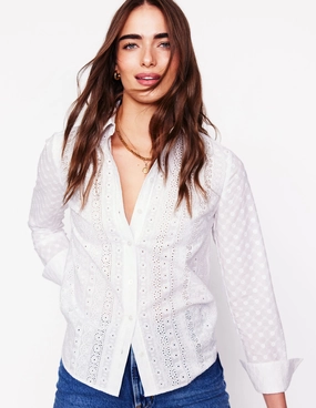 Flatlock Seam Technology Sienna Fabric Interest Shirt-White