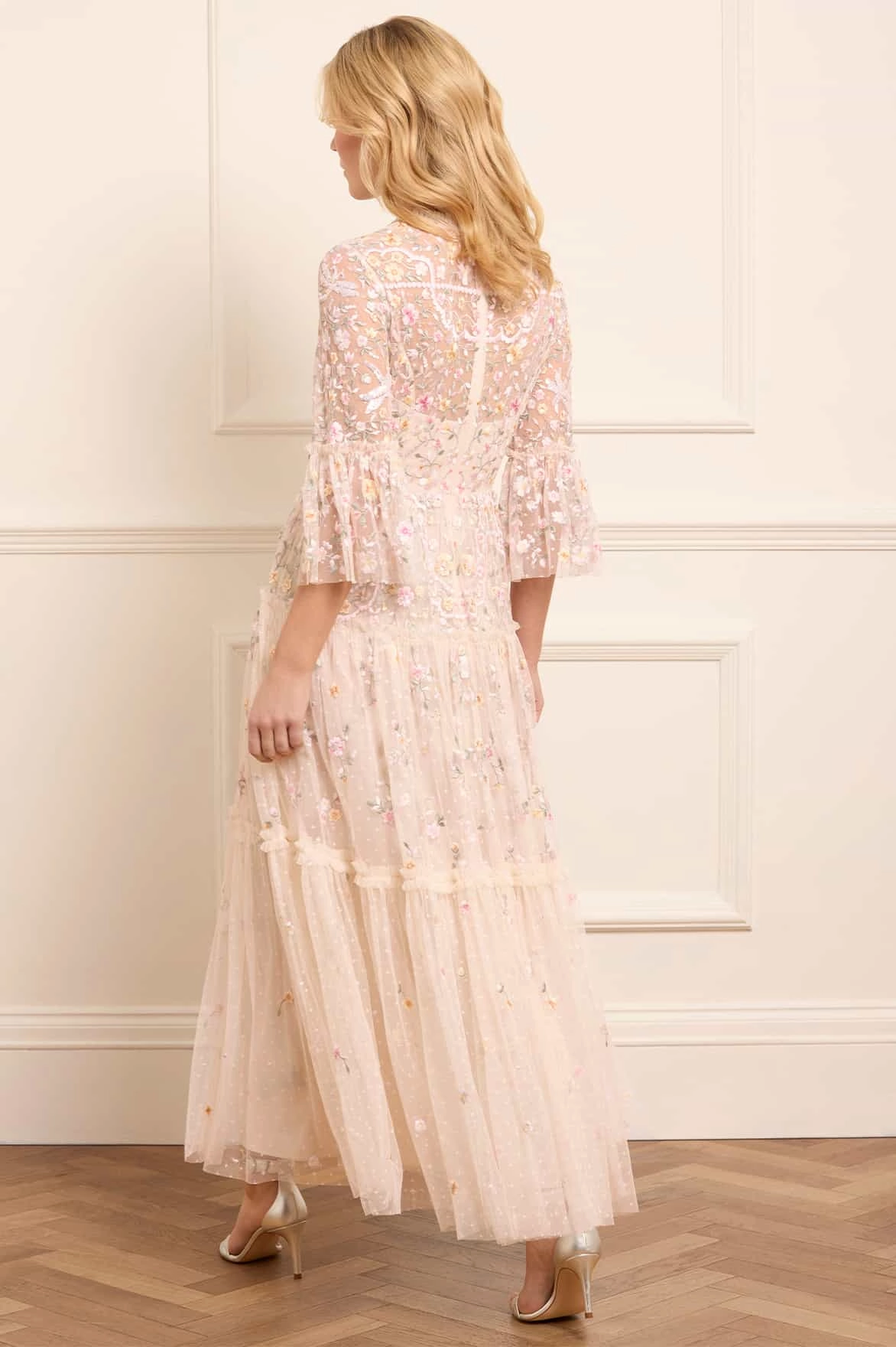 Flattering Shape Dragonfly Garden Ankle Gown