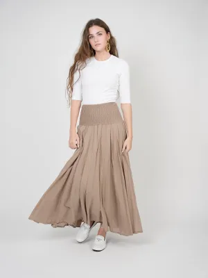 Cruise Attire Red Myth Mocha Smocked Waist Tiered Maxi SB1CM7557SL