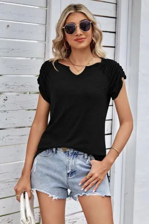 Anti Static Weave Technology Compression Gradient DRAPED SHORT SLEEVE WOMEN DAILY T SHIRTS
