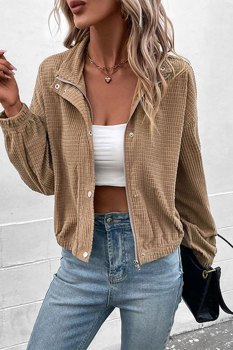 Tear Resistant FlexibleCuffs WOMEN HIGH NECK PLAID QUILTED BUTTON UP JACKET
