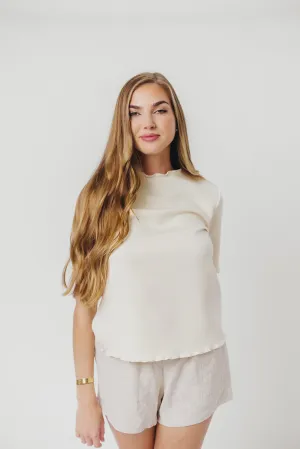 ReinforcedEdges EcoFriendly Dye Jemma Butter Modal Mockneck Top with Merrow Edge from P.Cill in Eggshell