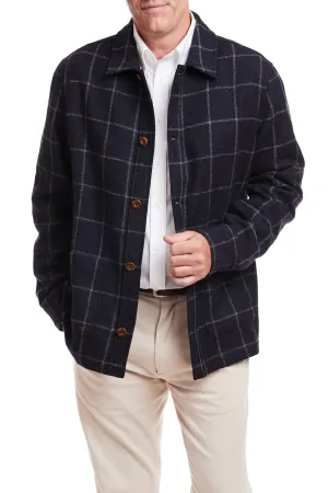 Tweedbank Milled Wool Jacket Dark Navy Windowpane ErgonomicSleeves