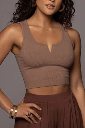 Cozy Blouse WOMEN SEXY SLIT U NECK TIGHT FITTED CROP TANK
