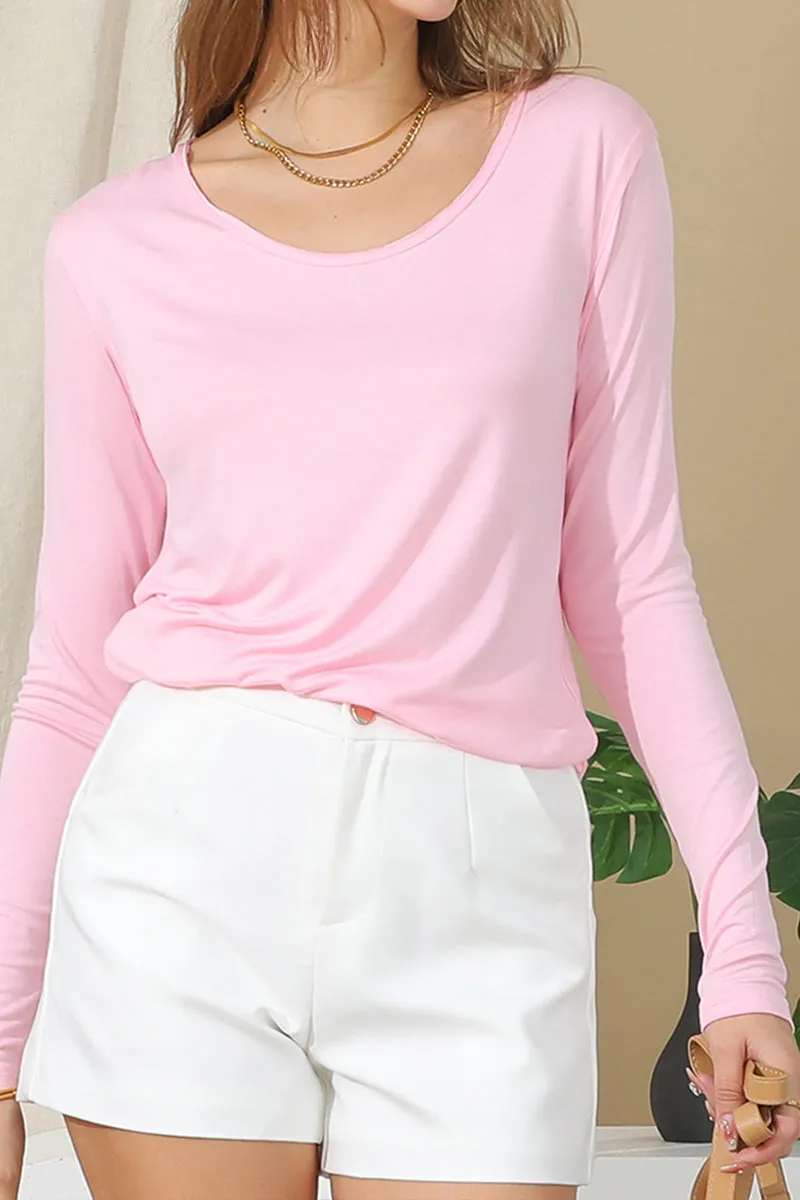 LONG SLEEVE ROUND NECK TUNIC CASUAL T SHIRT Anti Fade Technology