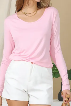 LONG SLEEVE ROUND NECK TUNIC CASUAL T SHIRT Ultra Soft Handfeel