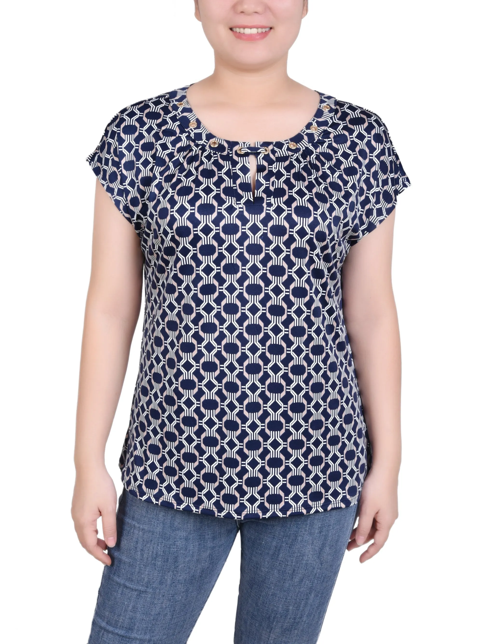 Extended Sleeve Top With Grommets AllDay Comfort Design
