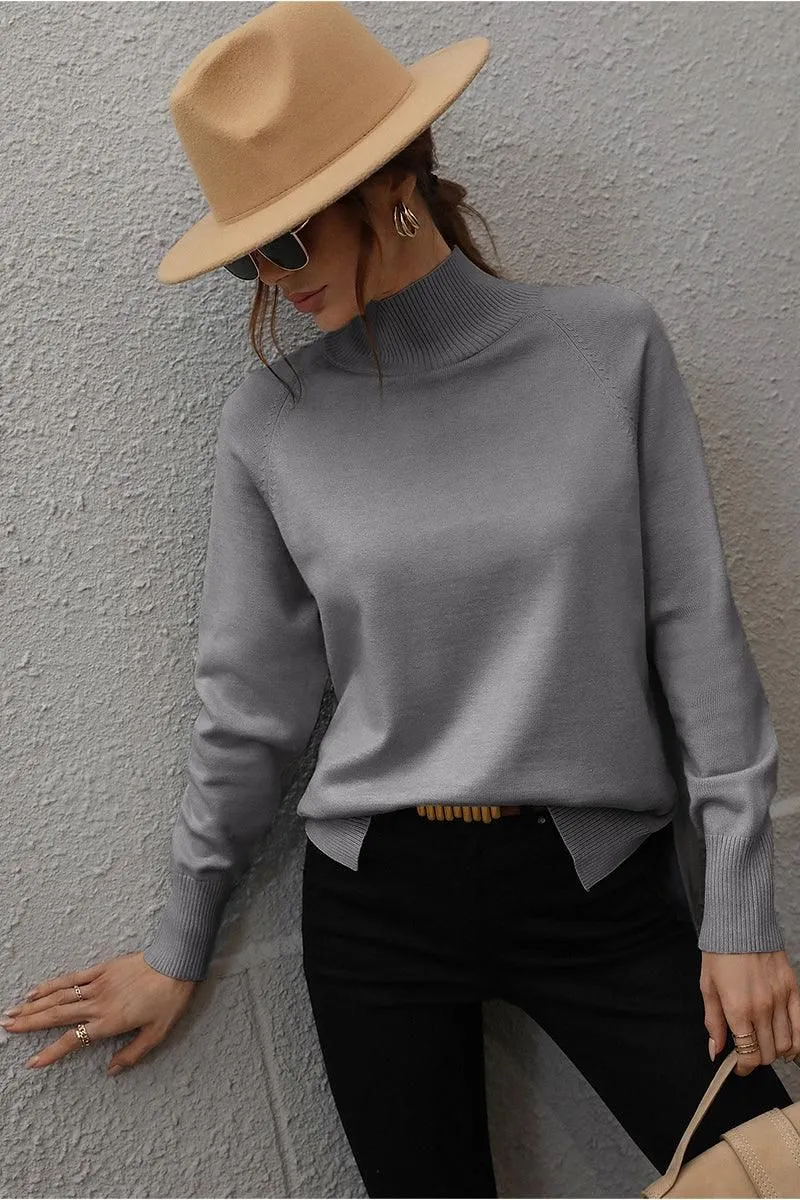 EcoFriendly Dye TURTLE NECK SOLID DAILY SWEATER TOP
