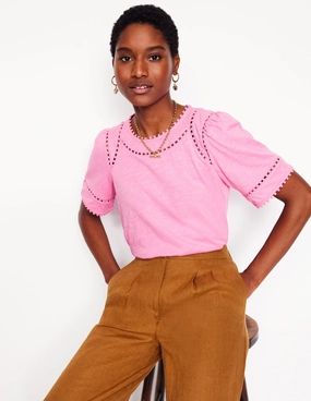Double Faced Jersey Knit OdorResistantTechnology Mila Trim Detail Top-Meadowsweet Pink