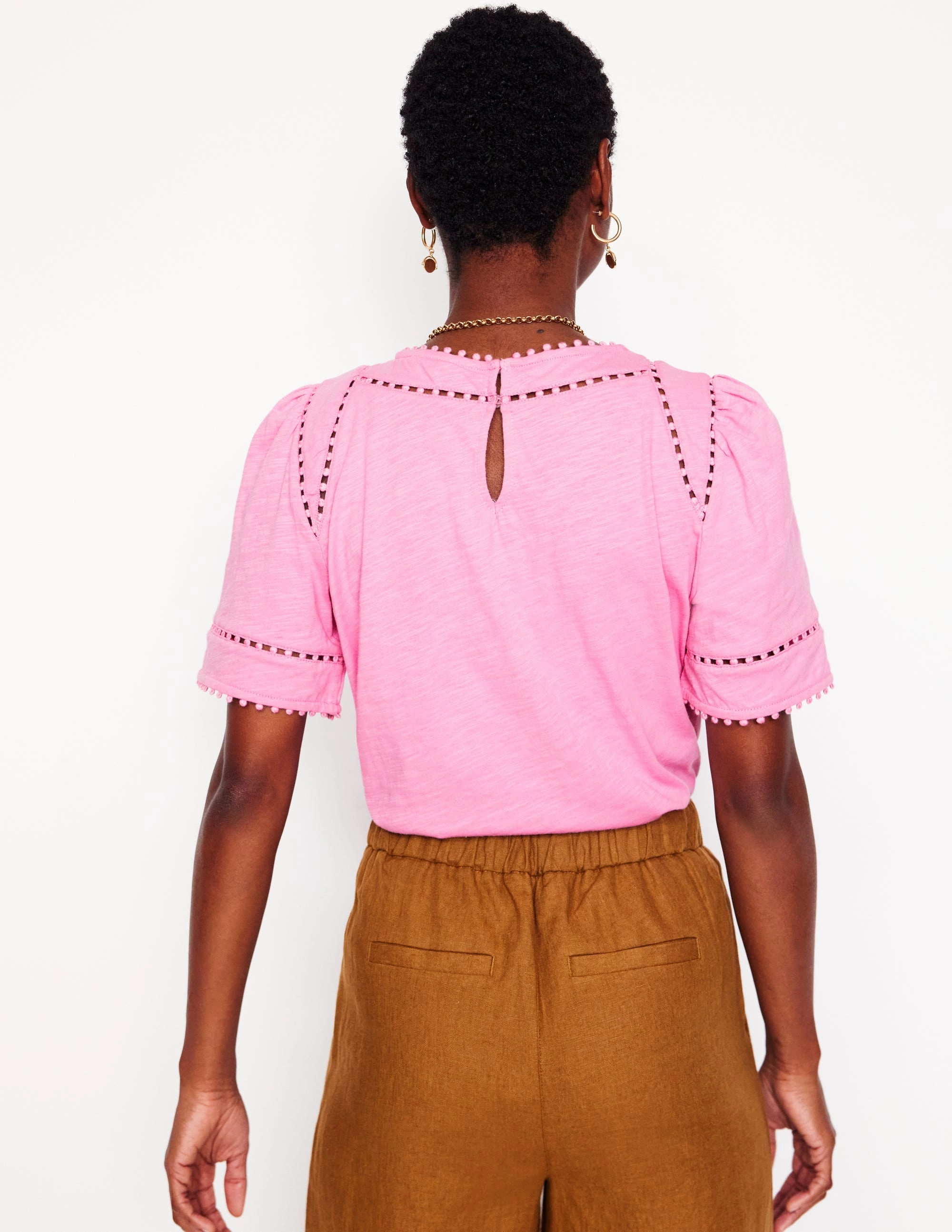 Basic Wardrobe Bluesign Approved Material Mila Trim Detail Top-Meadowsweet Pink