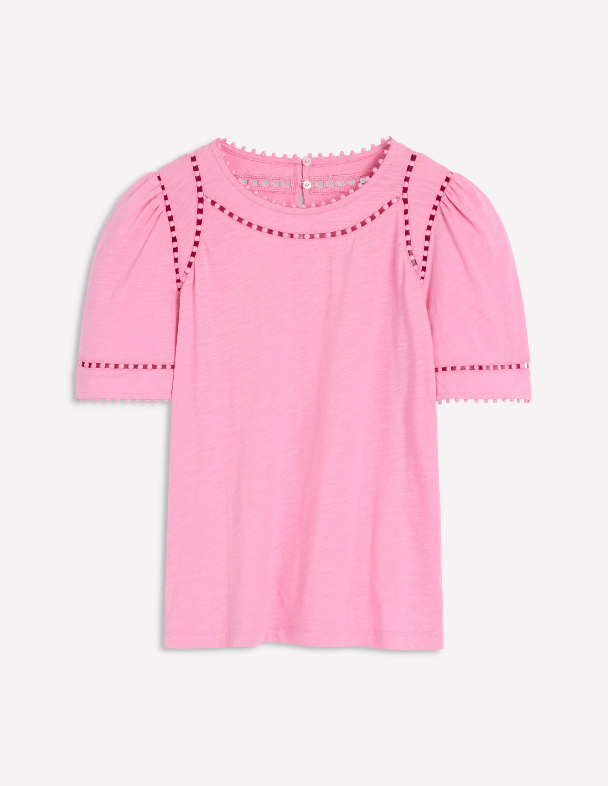 Mila Trim Detail Top-Meadowsweet Pink Four Way Stretch Fabric ConvertibleSleeves